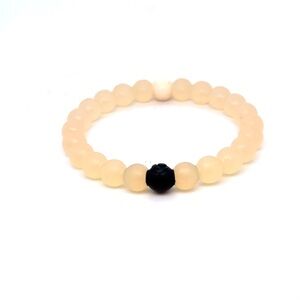 Lokai Cream Matte Beaded Bracelet‎ with Black Accent Bead